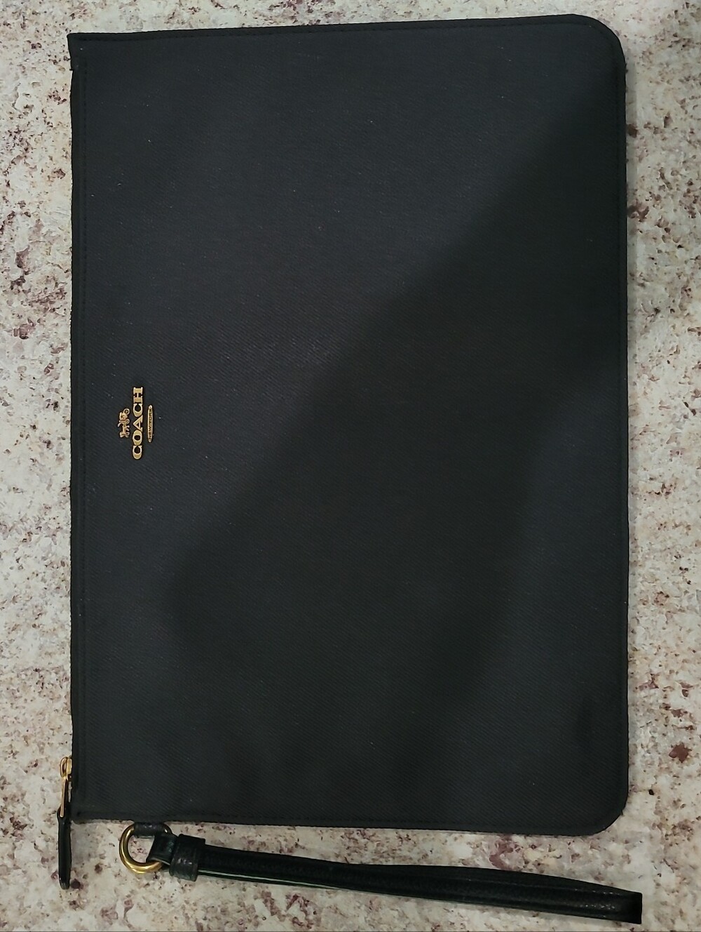 Coach Black Nylon Tablet Case with Gold Logo EUC